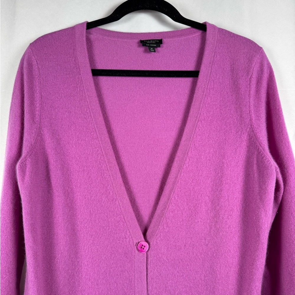 Talbots Pink Button-Front V-Neck Cardigan - Picture 2 of 10